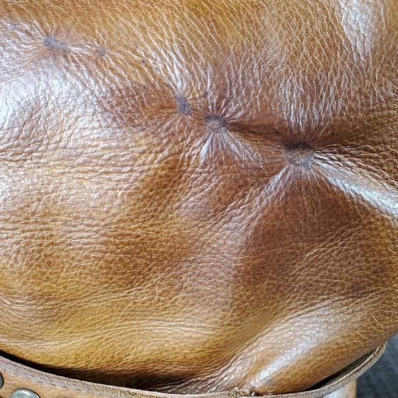 Frye Jenna Women's 6 B Brown Distressed Leather Studded Moto Short Buckle Boots - Picture 10 of 13